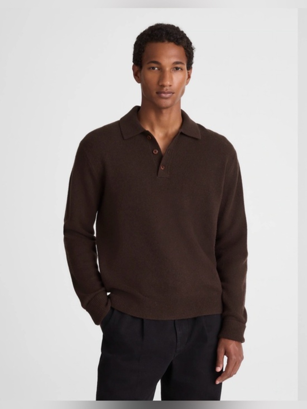 Madewell Heather Dark Brown 100% Wool Polo Pullover Sweater NWT FLAW XS #2619